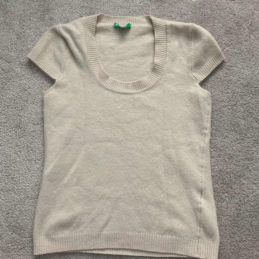 United Colors of Benetton wool cream scoop neck t shirt